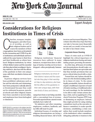 New York Law Journal Articles Religion